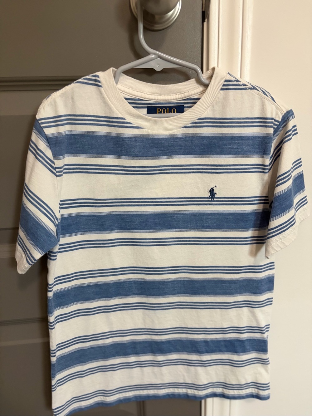 Polo by Ralph Lauren White & Blue Striped Crew Tee
